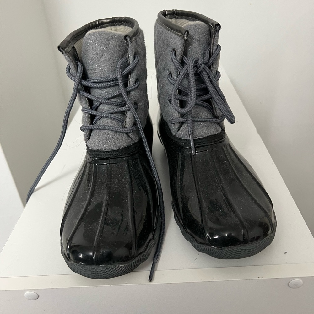 Women’s Black and Gray Duck Boots